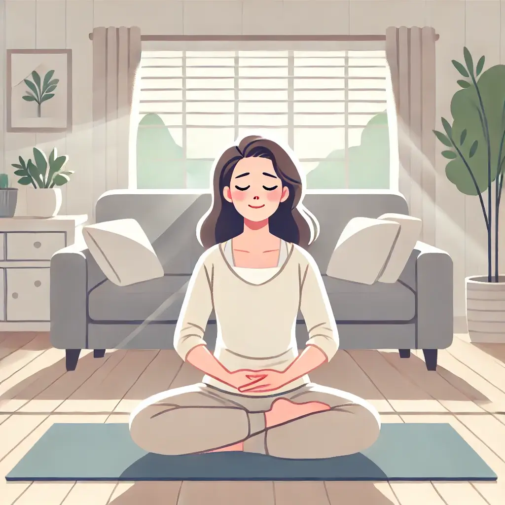 深呼吸をする親