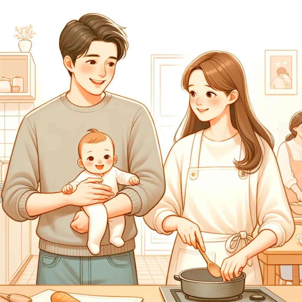 育児を分担する親